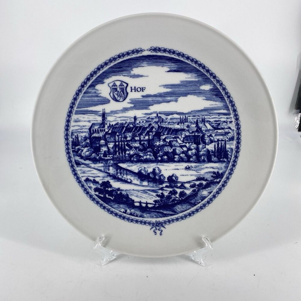 Vintage Schönwald Germany Ernst Hück & Co Blue White Porcelain Plate 10 1/2”